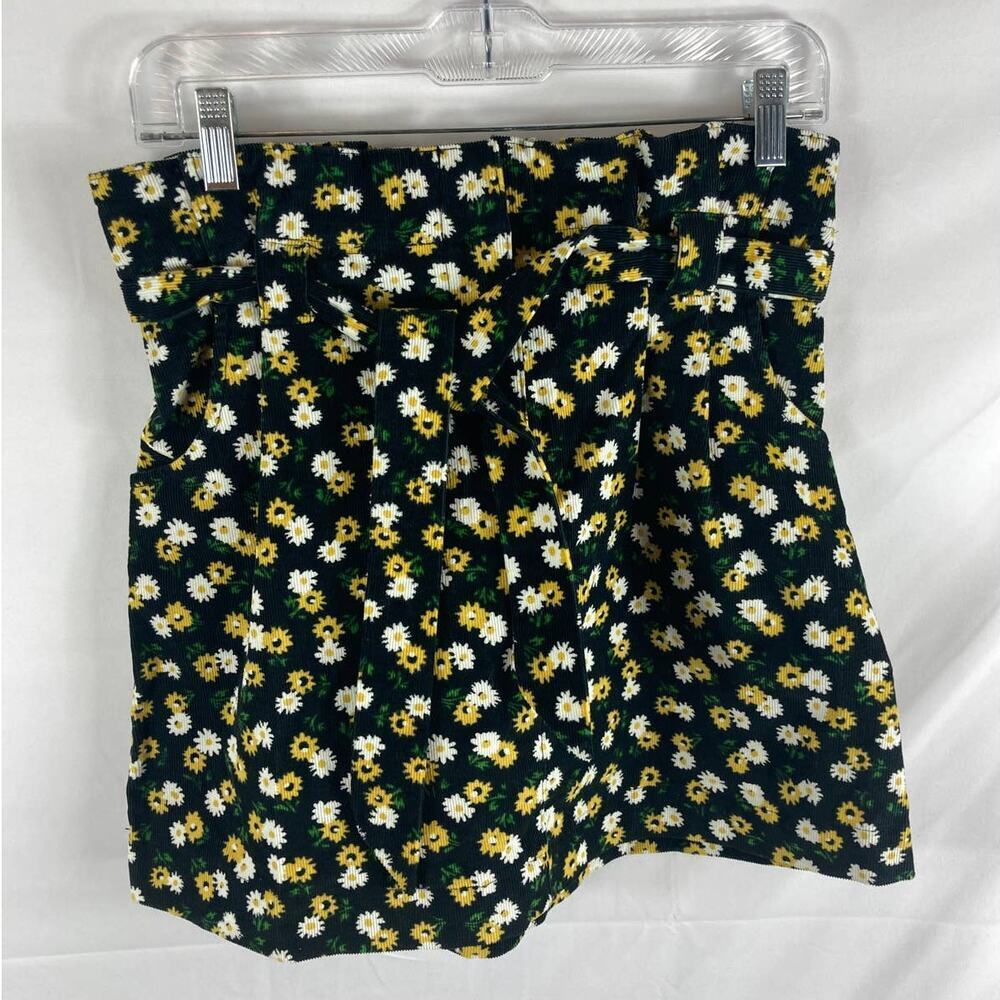 urban outfitters tie front floral corduroy skirt S